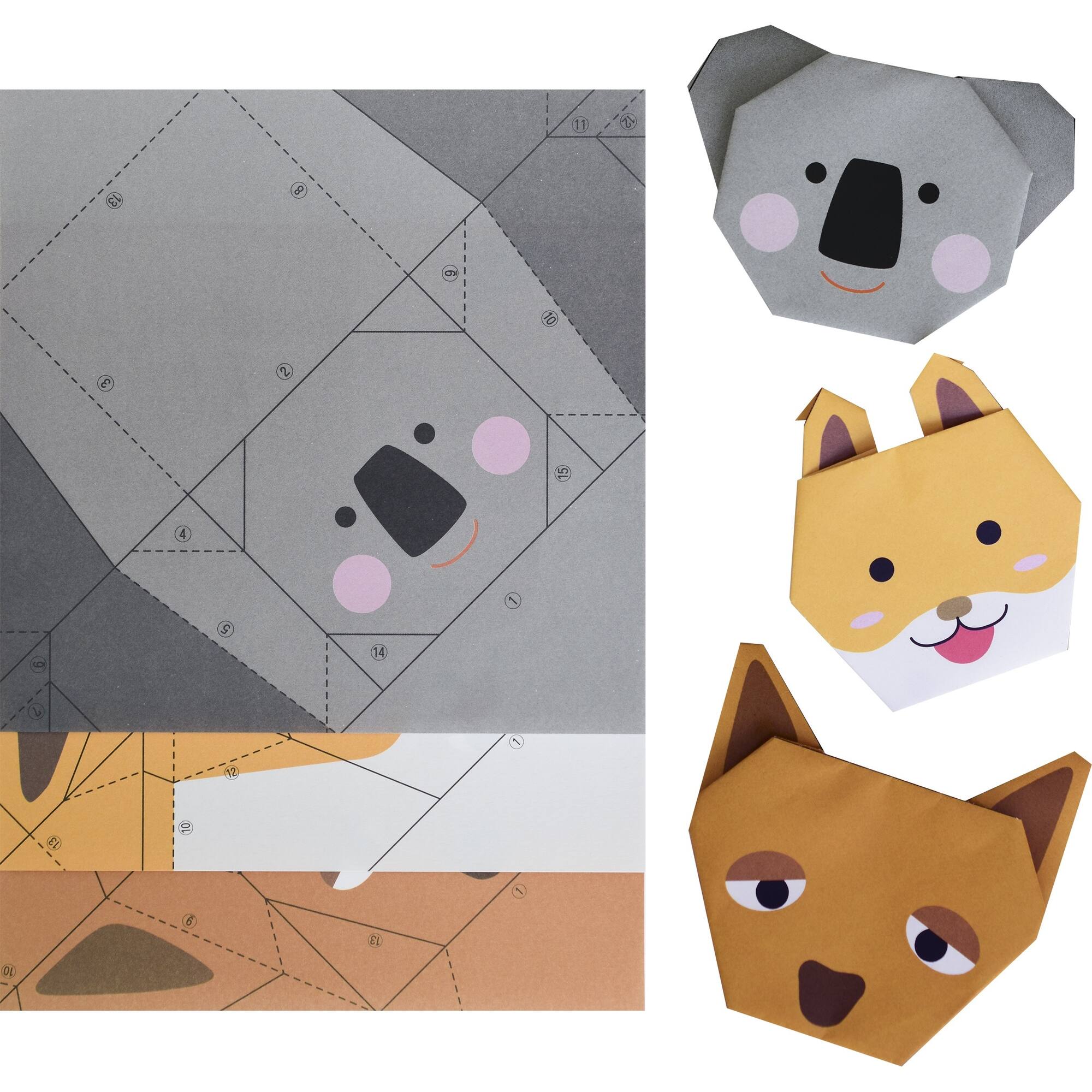 FBN Origami Paper Finger Puppets Kit 3 ct. Zoo Animals